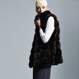 manteau de fourrure fait sur commande de haute qualité de faux de mode en gros